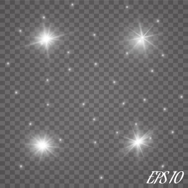 Vektör parlayan ışık efekti kümesi patlamaları sparkles şeffaf arka plan ile yıldız.