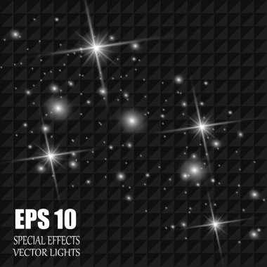 Vektör parlayan ışık efekti kümesi patlamaları sparkles şeffaf arka plan ile yıldız.