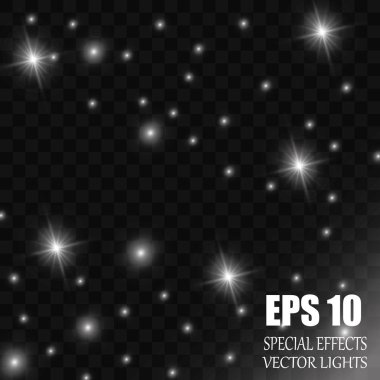 Vektör parlayan ışık efekti kümesi patlamaları sparkles şeffaf arka plan ile yıldız.