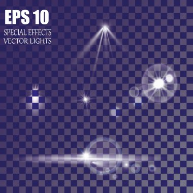 Vektör parlayan ışık efekti kümesi patlamaları sparkles şeffaf arka plan ile yıldız.