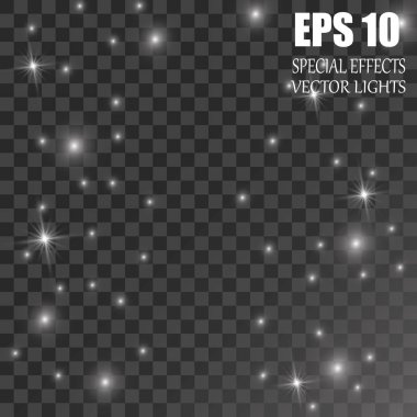 Vektör parlayan ışık efekti kümesi patlamaları sparkles şeffaf arka plan ile yıldız.