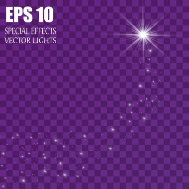 Büyük tozlu parlak bir kuyruklu yıldız. Kayan Yıldız. Parlak ışık efekti. Vektör illüstrasyonu