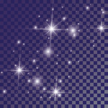 Vektör parlayan ışık efekti kümesi patlamaları sparkles şeffaf arka plan ile yıldız.