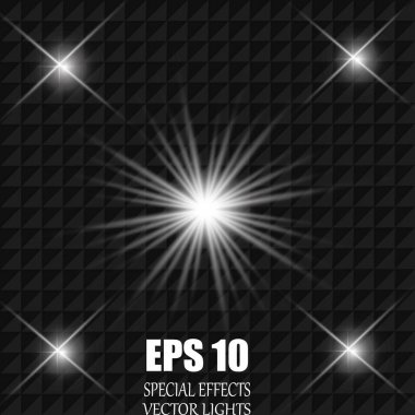 Vektör parlayan ışık efekti kümesi patlamaları sparkles şeffaf arka plan ile yıldız.