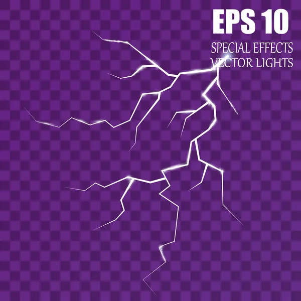 Vektör Lightning'ler. Ayarlayın. Işık efektleri
