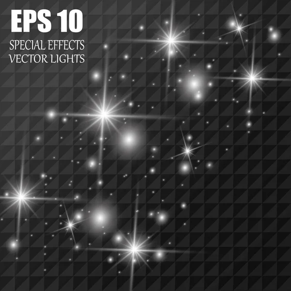 Vektör parlayan ışık efekti kümesi patlamaları sparkles şeffaf arka plan ile yıldız.