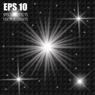 Vektör parlayan ışık efekti kümesi patlamaları sparkles şeffaf arka plan ile yıldız.