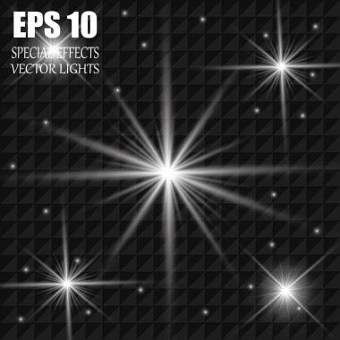 Vektör parlayan ışık efekti kümesi patlamaları sparkles şeffaf arka plan ile yıldız.