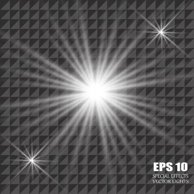 Vektör parlayan ışık efekti kümesi patlamaları sparkles şeffaf arka plan ile yıldız.