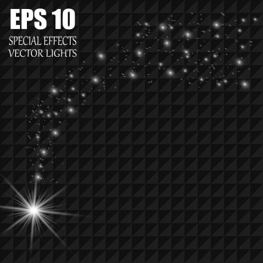 Büyük tozlu parlak bir kuyruklu yıldız. Kayan Yıldız. Parlak ışık efekti. Vektör illüstrasyonu