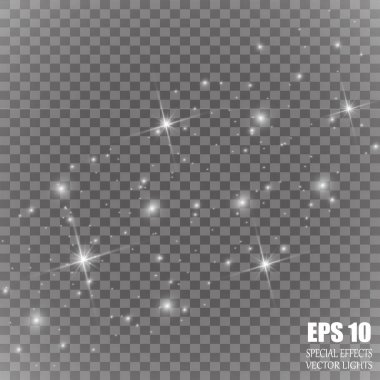Vektör parlayan ışık efekti kümesi patlamaları sparkles şeffaf arka plan ile yıldız.
