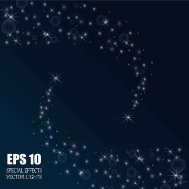 Büyük tozlu parlak bir kuyruklu yıldız. Kayan Yıldız. Parlak ışık efekti. Vektör illüstrasyonu