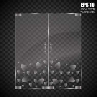 Cam kapı üzerinde şeffaf arka plan izole. Vektör çizim