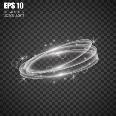 Parlayan sihirli beyaz alev daire yüzük izleme.