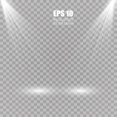 Yağmur ve beyaz bulutlu fırtına ve şimşek saydam arkaplanda izole edildi. Vektör