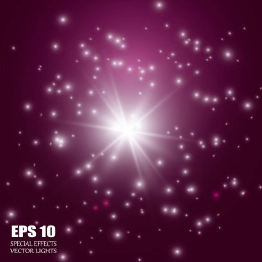 Vektör parlayan ışık efekti kümesi patlamaları sparkles şeffaf arka plan ile yıldız.