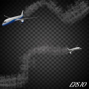 Yoğunlaşma iz çizim ile vektör uçak. Ayarla