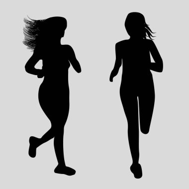 Çalışan kadın Önden Görünüm vektör siluet