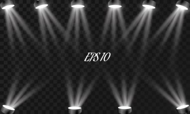 Vektör projektör. Sahne. Işık efektleri.