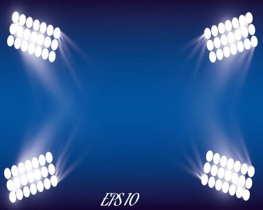 Saydam arka plan üzerinde vektör projektör. Beyaz ıșık etkisi. Parlak aydınlatma. Sahne aydınlatma efektleri. Tasarım şablonu.