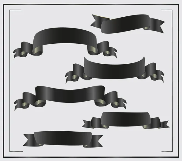 stock vector Set of black ribbons on a light background. Black ribbons for your illustration.