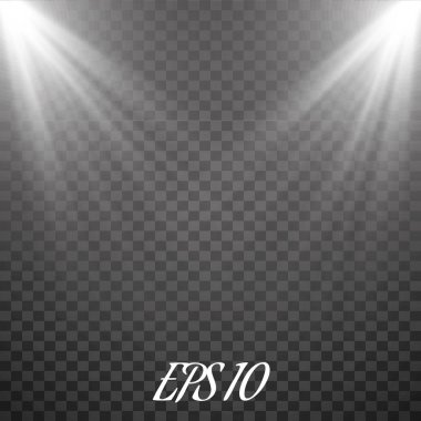 Vektör izole bir projektör. Işık efekti parlama ışık efekti. Vektör çizim. Noel flash kavramı.