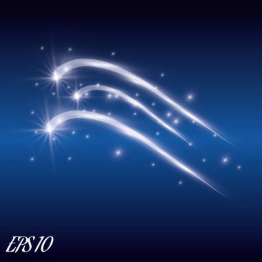 Kuyruklu yıldızlar gökten uçan. Işık ve parlama. Kuyruklu yıldız uçar.