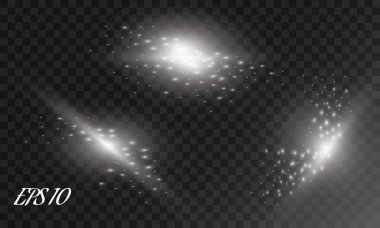 Vektör parlayan ışık efekti kümesi patlamaları sparkles şeffaf arka plan ile yıldız.
