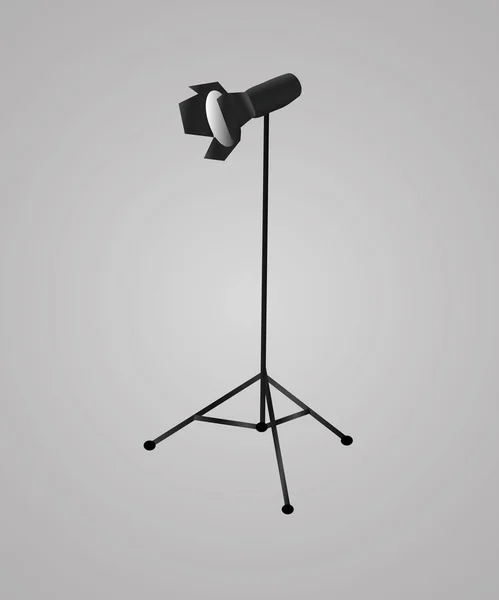 Professional studio flash light isolated on a white background. Studio lighting on a tripod. Photographic equipment. — Stock Vector
