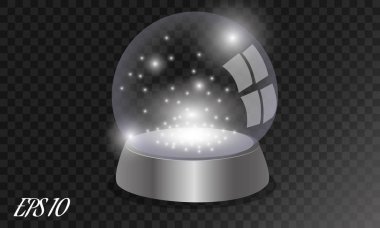 Yeni yıl Noel şeffaf topun, kar, şeffaf bir arka plan üzerinde topla.