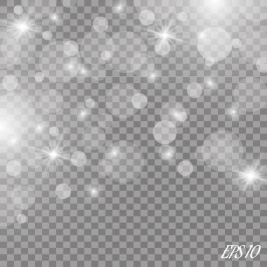 Vektör şeffaf arka plan bulanık bokeh ile izole düşen kar etkisi.