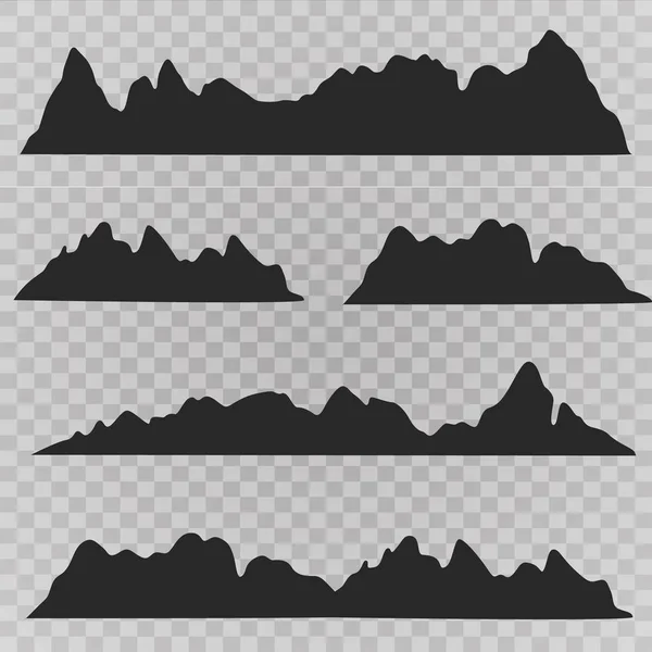 Montanhas conjunto silhueta paisagem. Abstrato alta montanha fronteira fundo coleção —  Vetores de Stock