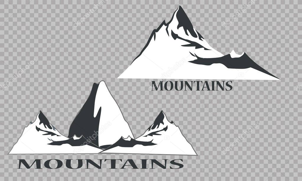 Mountain range. On a transparent background.