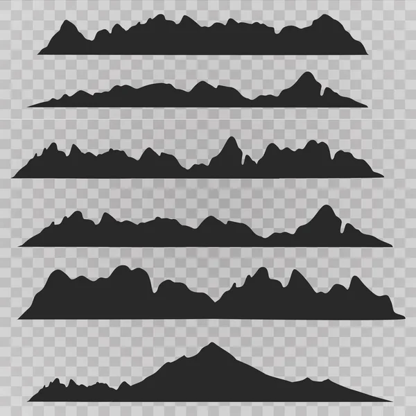 Bergen landschap silhouet set. Abstracte hooggebergte grens achtergrond collectie — Stockvector
