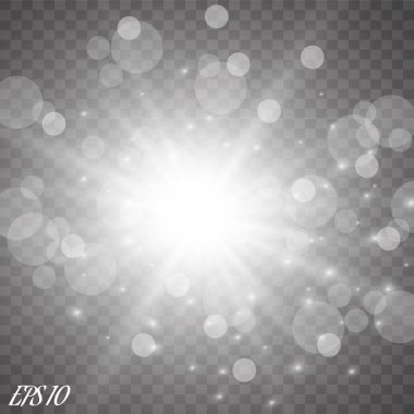 Parlak ışık efekti. Vektör çizimi. Noel flaşı. toz