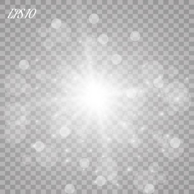Parlak ışık efekti. Vektör çizimi. Noel flaşı. toz