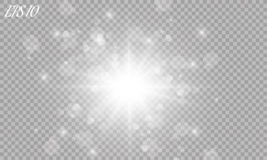 Parlak ışık efekti. Vektör çizimi. Noel flaşı. toz