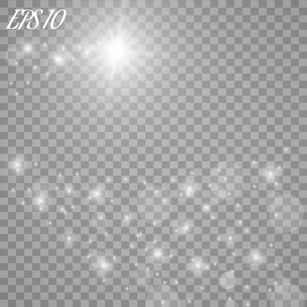 Efecto de luz de estrella de brillo mágico vectorial abstracto con líneas curvas de neón borroso. Sendero de estrellas de polvo brillante con bokeh . — Archivo Imágenes Vectoriales