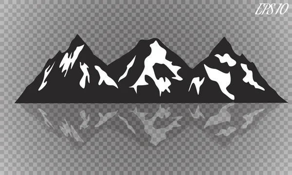 Reihe von Bergrücken Silhouetten auf weißem Hintergrund. — Stockvektor