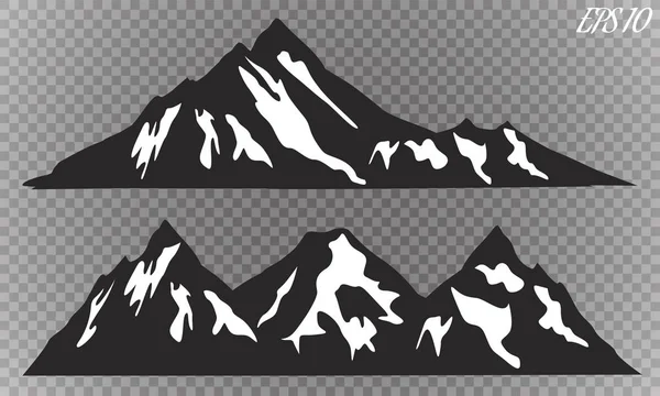 Conjunto de silhuetas de cumes de montanha no fundo branco . —  Vetores de Stock