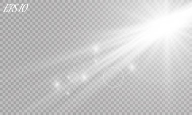 Şeffaf güneş ışığı vektörü. Özel lens ışık efekti..