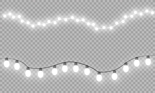 Leuchtende Weihnachtslichter isolierten realistische Gestaltungselemente. Girlanden, Weihnachtsdekoration Lichteffekte — Stockvektor