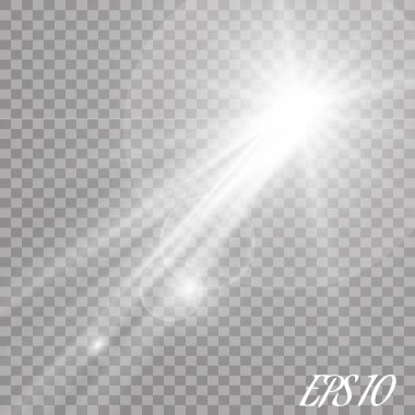 Şeffaf güneş ışığı vektörü. Özel lens ışık efekti..