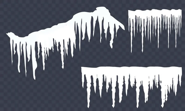 Conjunto de carámbanos de nieve aislados sobre fondo transparente. Ilustración vectorial — Archivo Imágenes Vectoriales