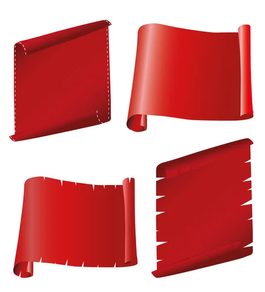 Realistische rood glanzend vector linten set — Stockvector