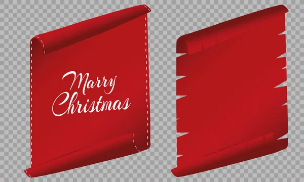 Realistico set di striscioni in carta rossa. Buon Natale. Ciao. Illustrazione vettoriale — Vettoriale Stock