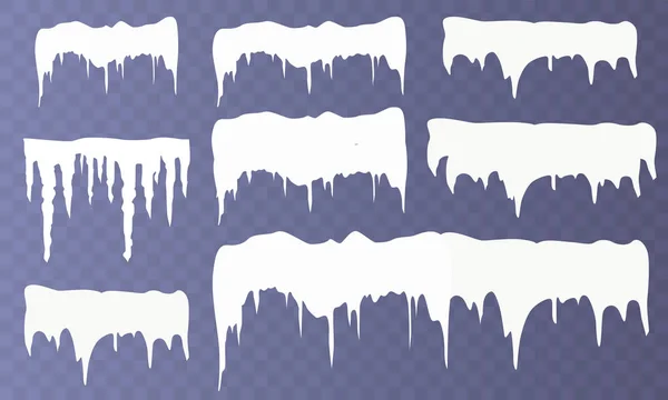 Set di ghiaccioli da neve isolati su fondo trasparente. Illustrazione vettoriale — Vettoriale Stock