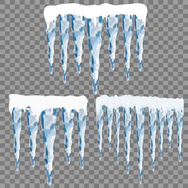 Ensemble de glaçons de neige isolés sur fond transparent. Illustration vectorielle — Image vectorielle