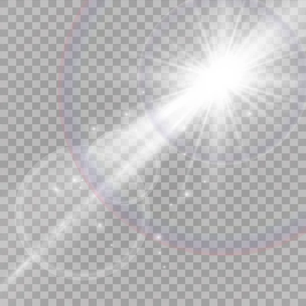 Efecto de luz de destello de lente especial de luz solar transparente vectorial. — Vector de stock