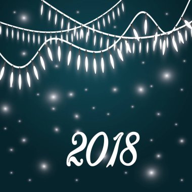 Şeffaf arka planda izole edilmiş Noel ışıkları. Parlayan Xmas çelengi. Vektör illüstrasyonu